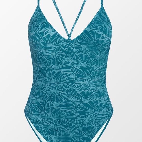 Plunging Floral One Piece Swimming Suit CUPSHE - Picture 3 of 7